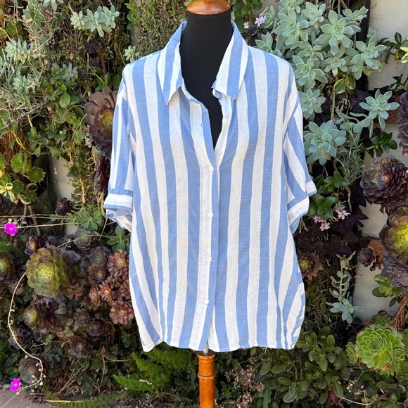Vince Camuto Tops - Blue and White Striped Shirt